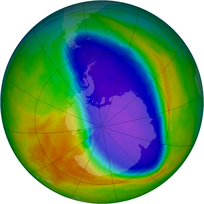 Antarctic ozone map for 19 October 1994